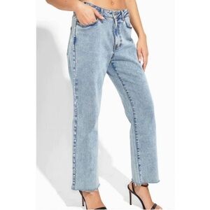 Generation Love Light Blue High-Rise Flare Jeans with Side Buttons